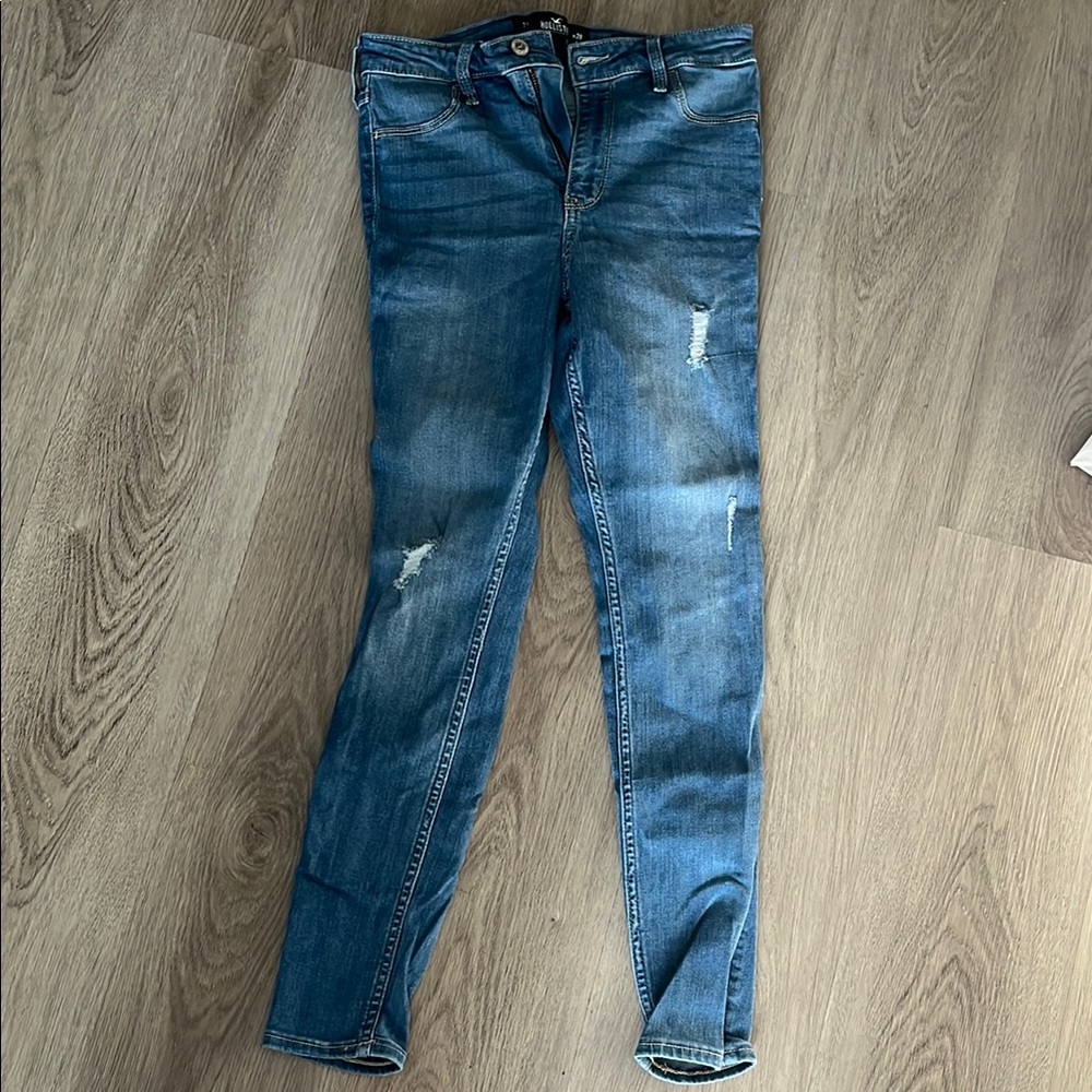 Hollister Blue Skinny Jeans with Distressed Details